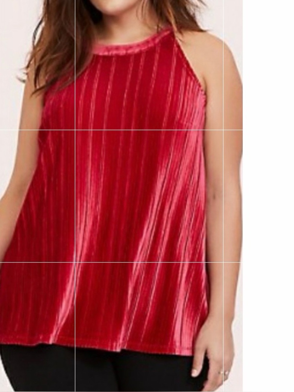Torrid Red Velvet Pleated Goddess Tank Plus Size 1 = 14 / 16
